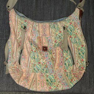 Vintage Fossil Pastel Paisley Fabric Messenger Bag